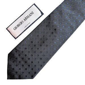 GIORGIO ARMANI Navy Textured Polka Dot Silk Tie